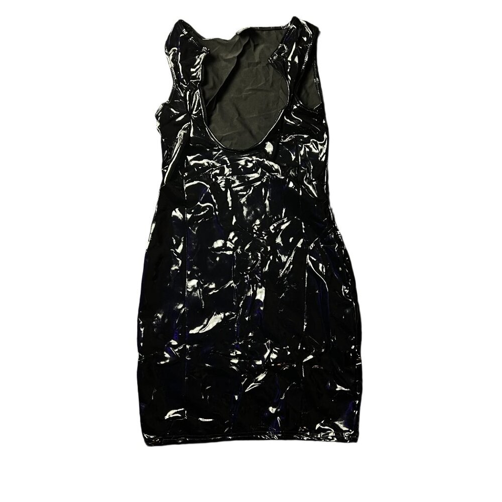Women's Black Faux Leather Mini Dress